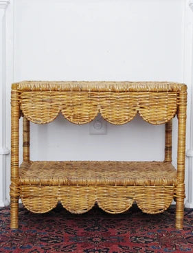 scalloped wicker coffee table 