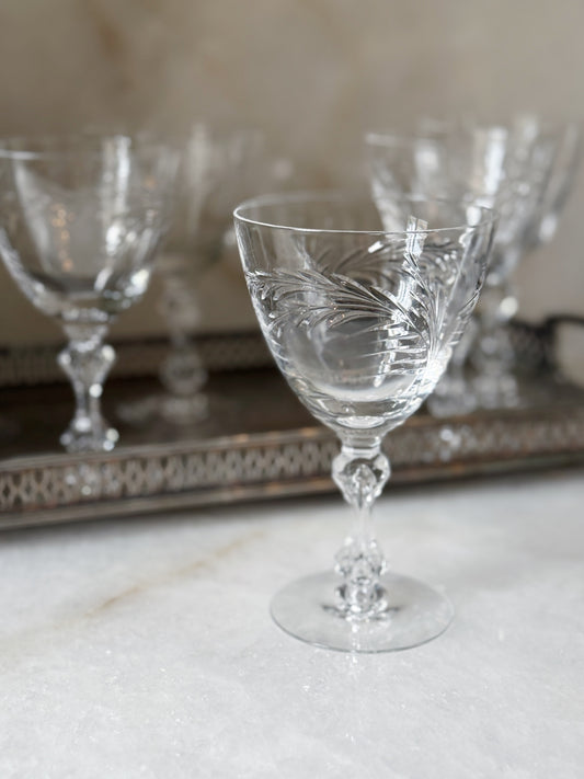 Set of Vintage Crystal Wine Goblets