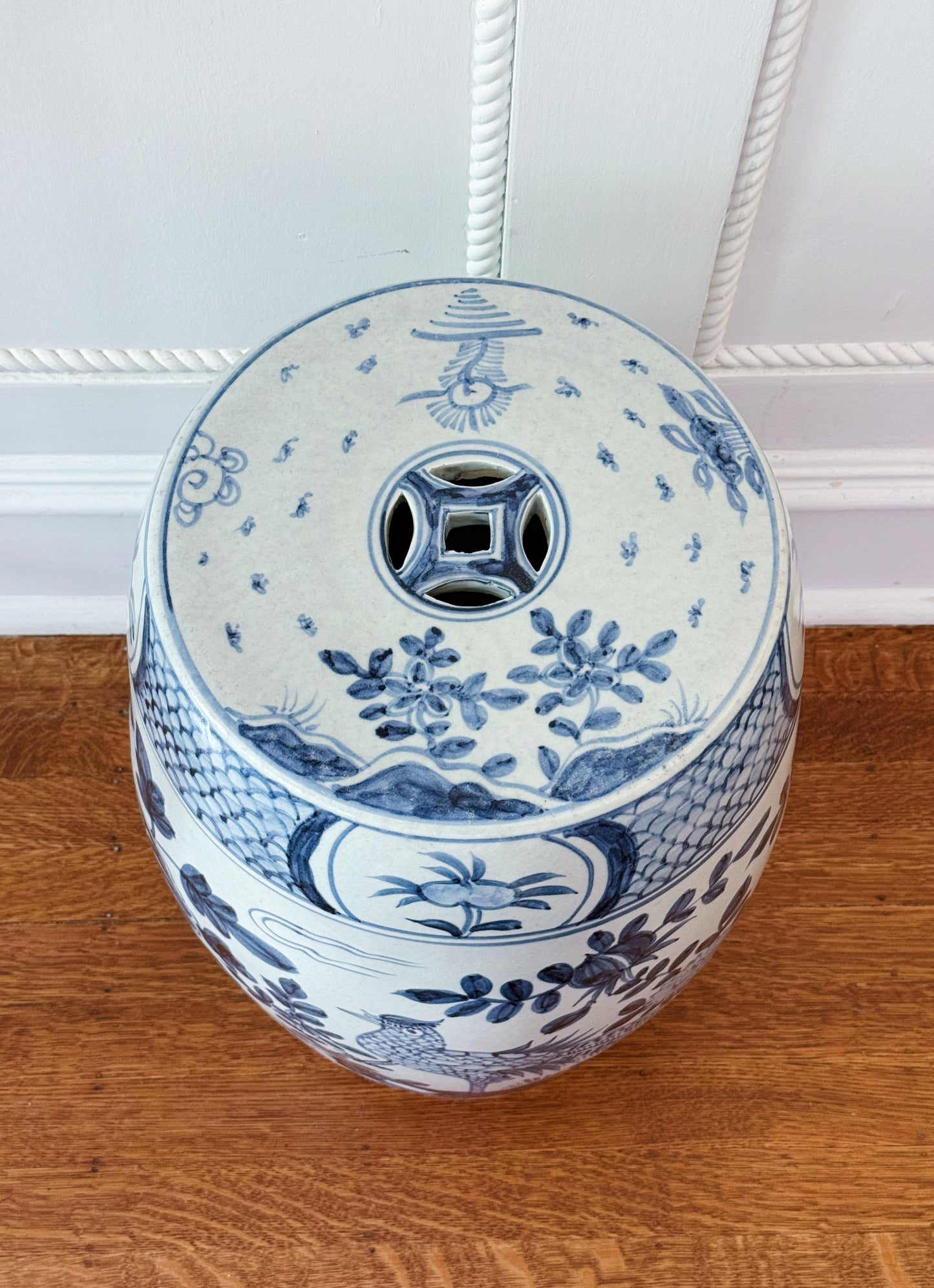 Blue & White Porcelain Pheasant Garden Seat