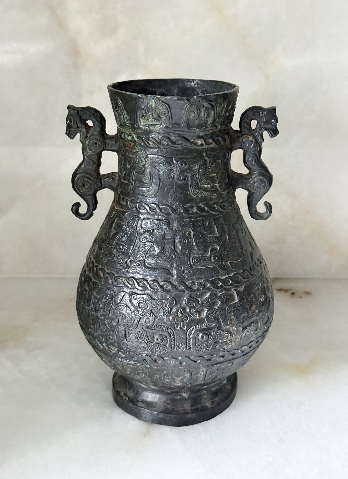 Vintage Cast Bronze Hu-Form Vase