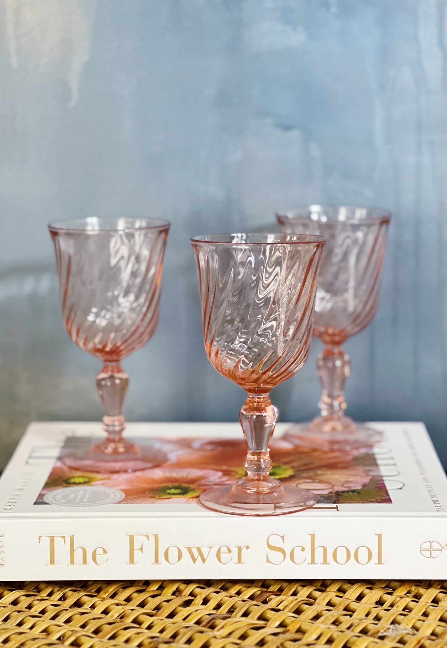 Rosaline Pink Vintage Wine Glasses - Set of Three