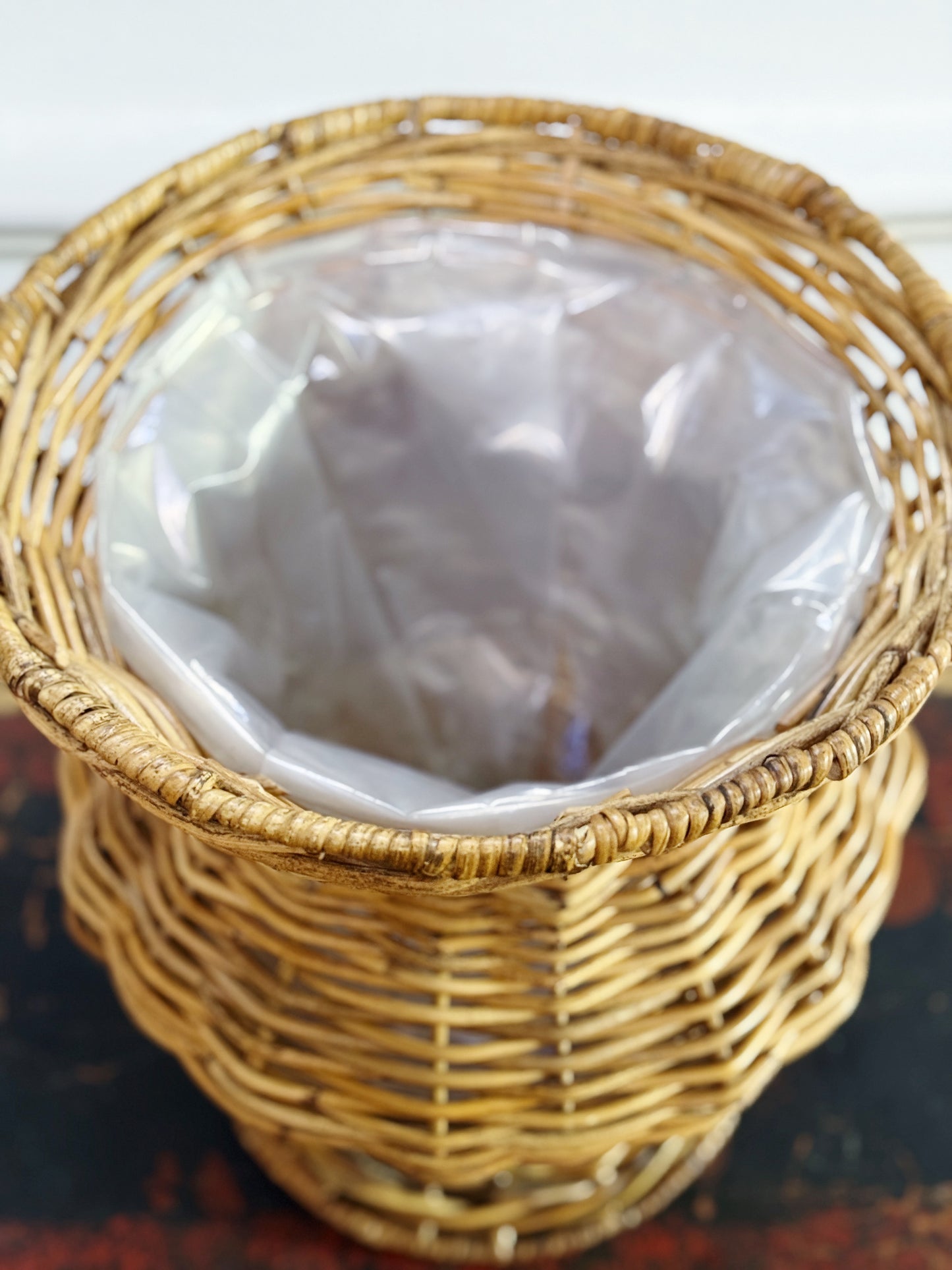 Handwoven Wicker Pedestal Urn