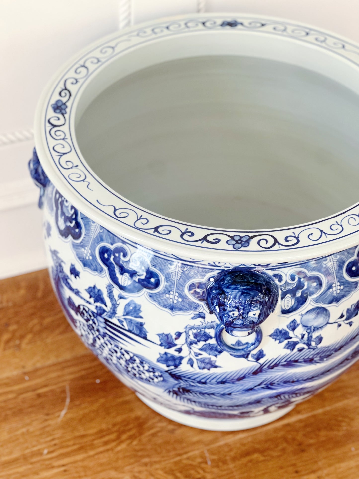 Large Blue & White Dragon Planter