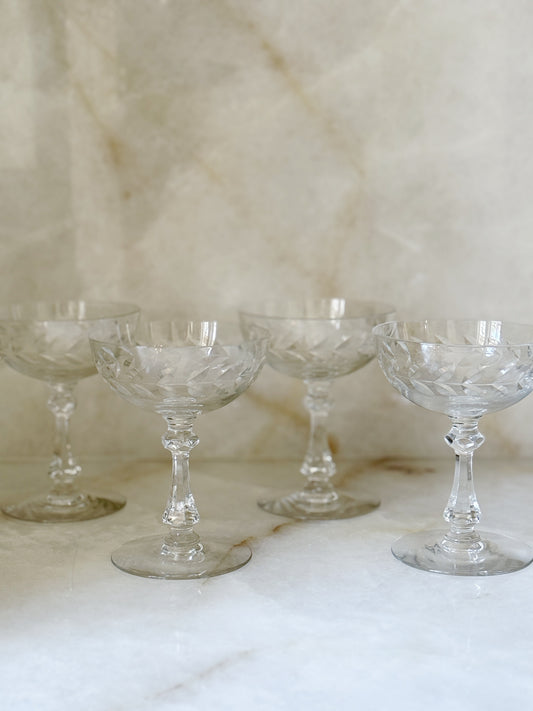 Vintage Laurel Wreath Champagne Coupes