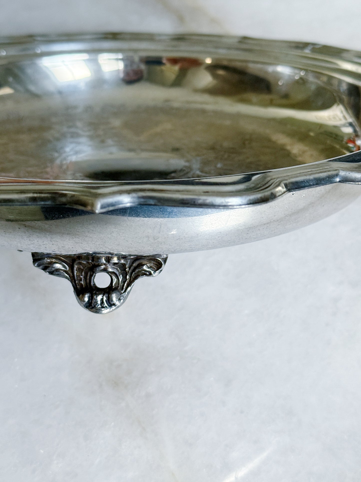 Vintage Ornate Silver Footed Serving Tray