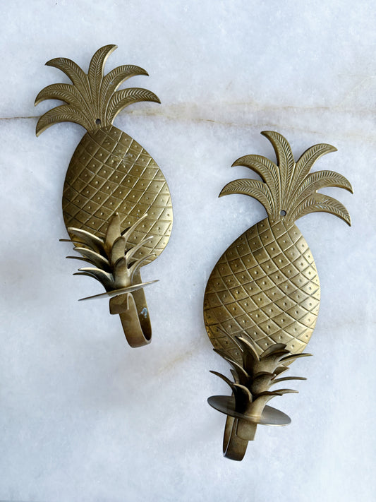 Vintage brass pineapple sconces