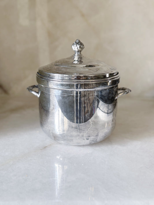 Vintage Silver Ice Bucket with Milk Grass Liner