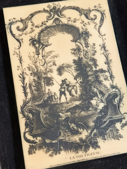 Vintage Framed French “La Voltigeuse” Decorative Panel