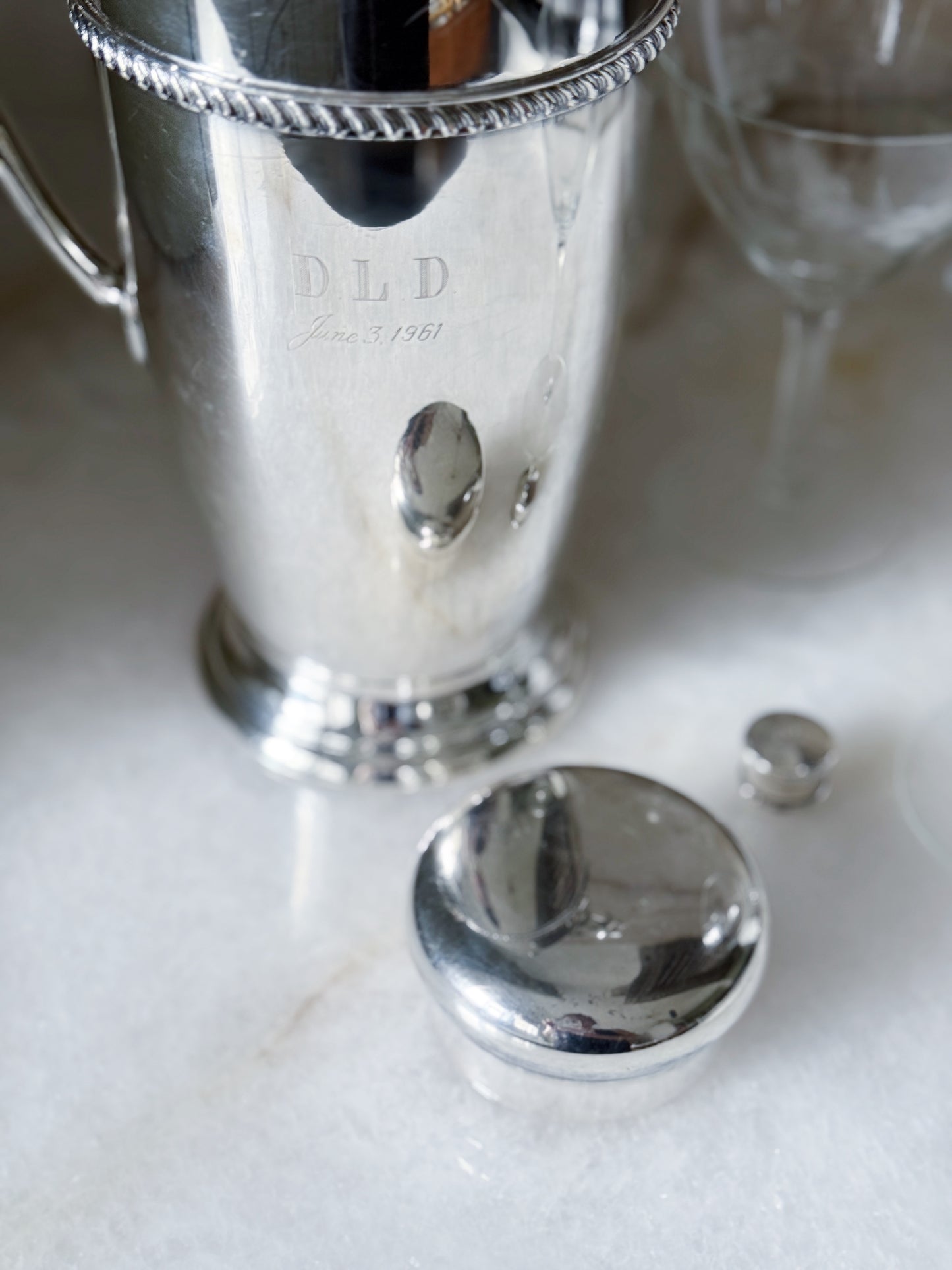 Vintage Engraved Silver Martini Shaker