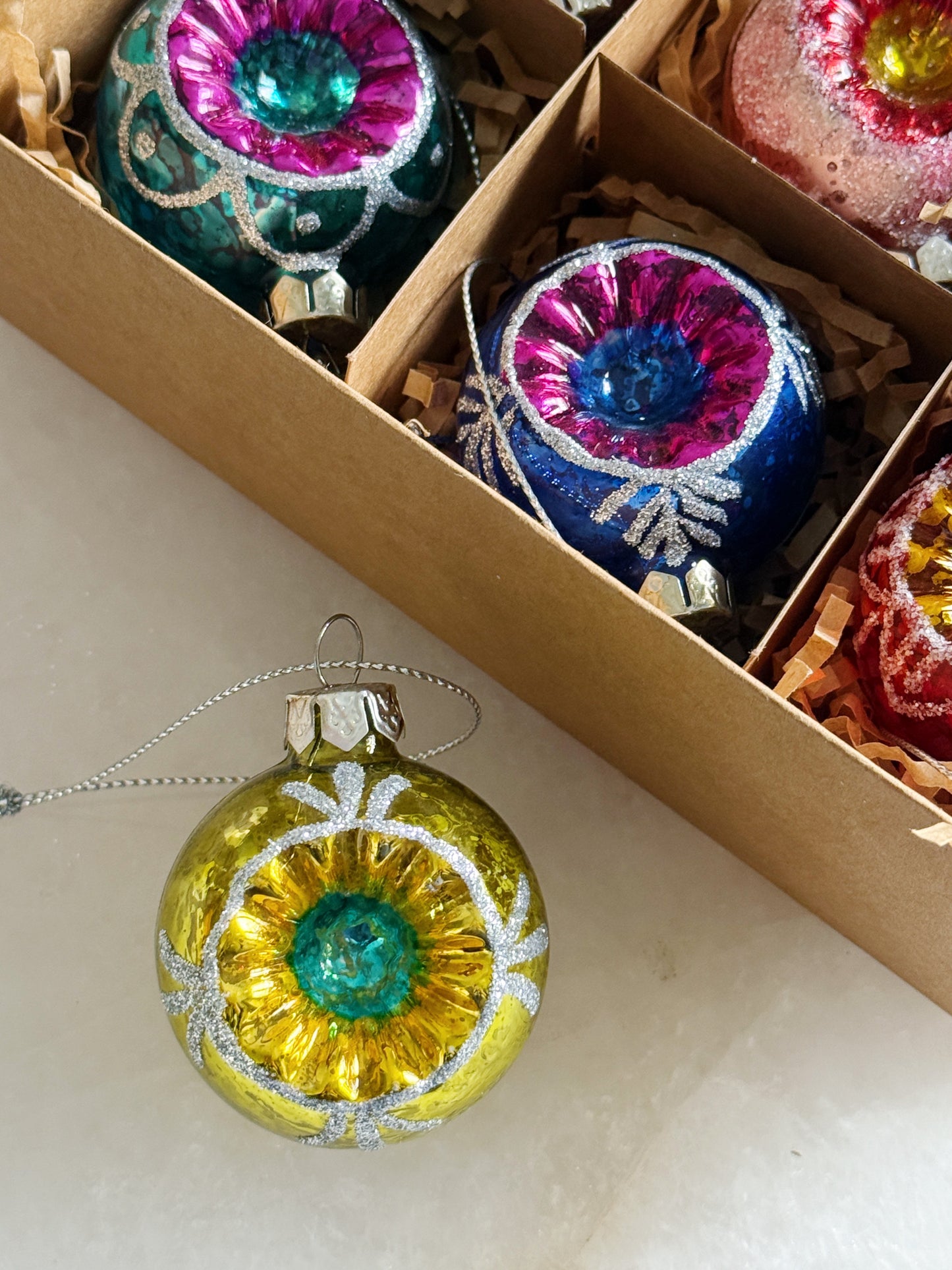 Colorful Indent Christmas Ornaments - Set of 6