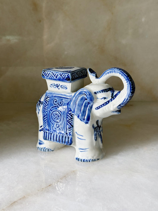 Vintage Blue & White Elephant Figurine