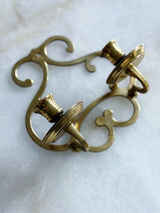 Vintage Brass Double Candle Sconce