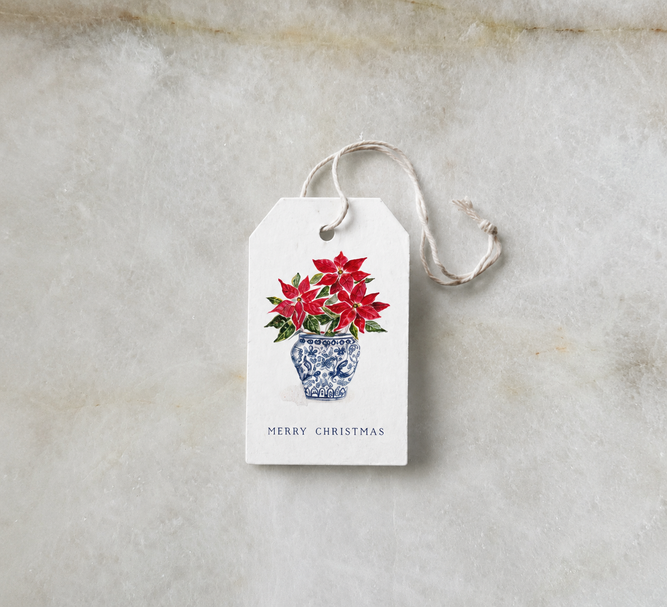 Blue & White Ginger Jar Christmas Gift Tags — Set of 12