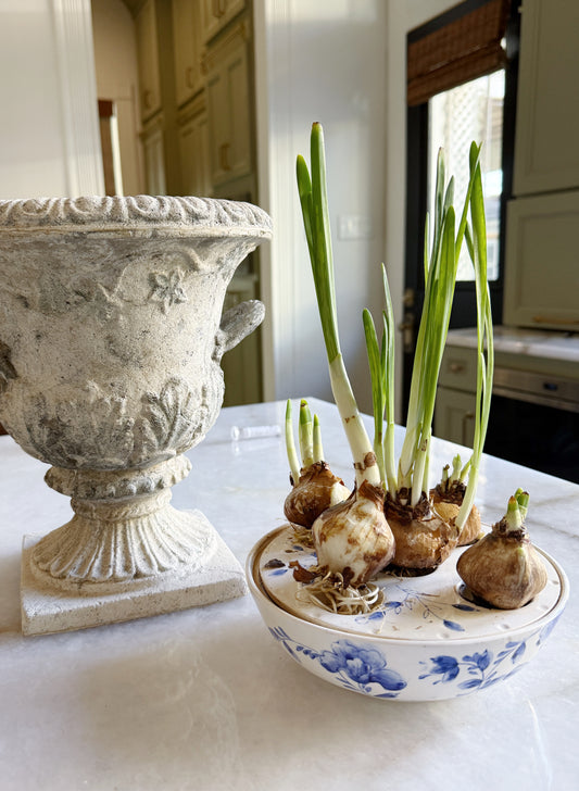 Vintage Hand Painted Blue & White Bulb Planter Dish