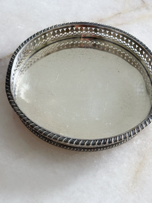 Vintage Silverplate Reticulated Edge Serving Tray