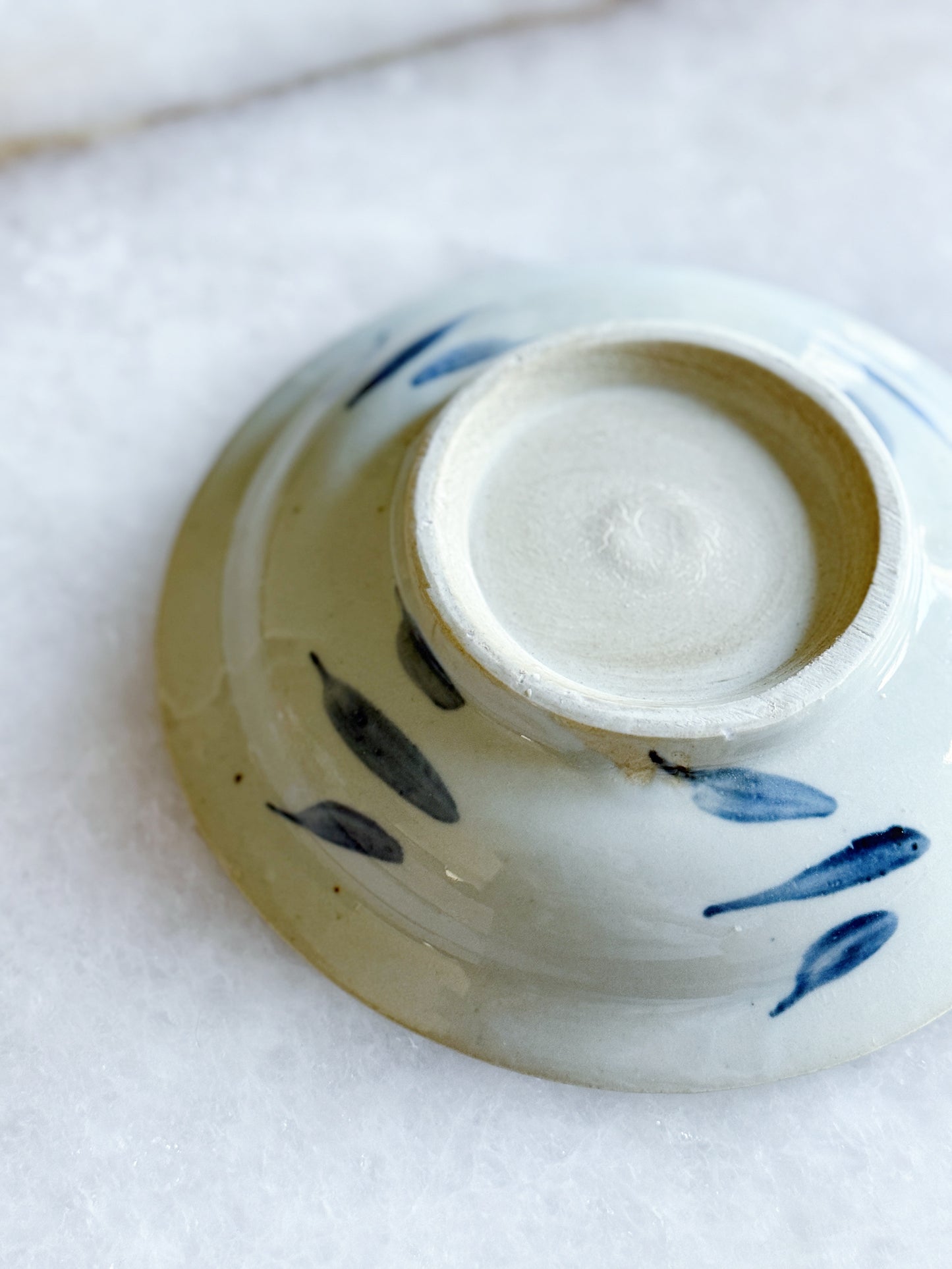 Small Blue & White Hand Painted Peony Dish