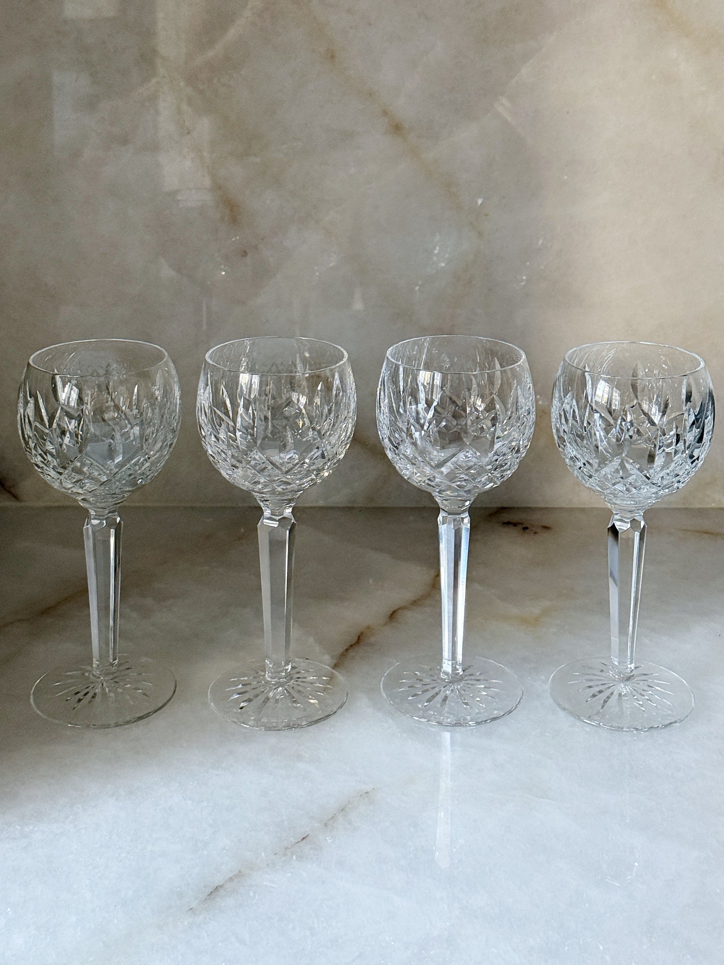 Vintage Waterford Lismore Crystal Hock Wine Glasses | Set of 4