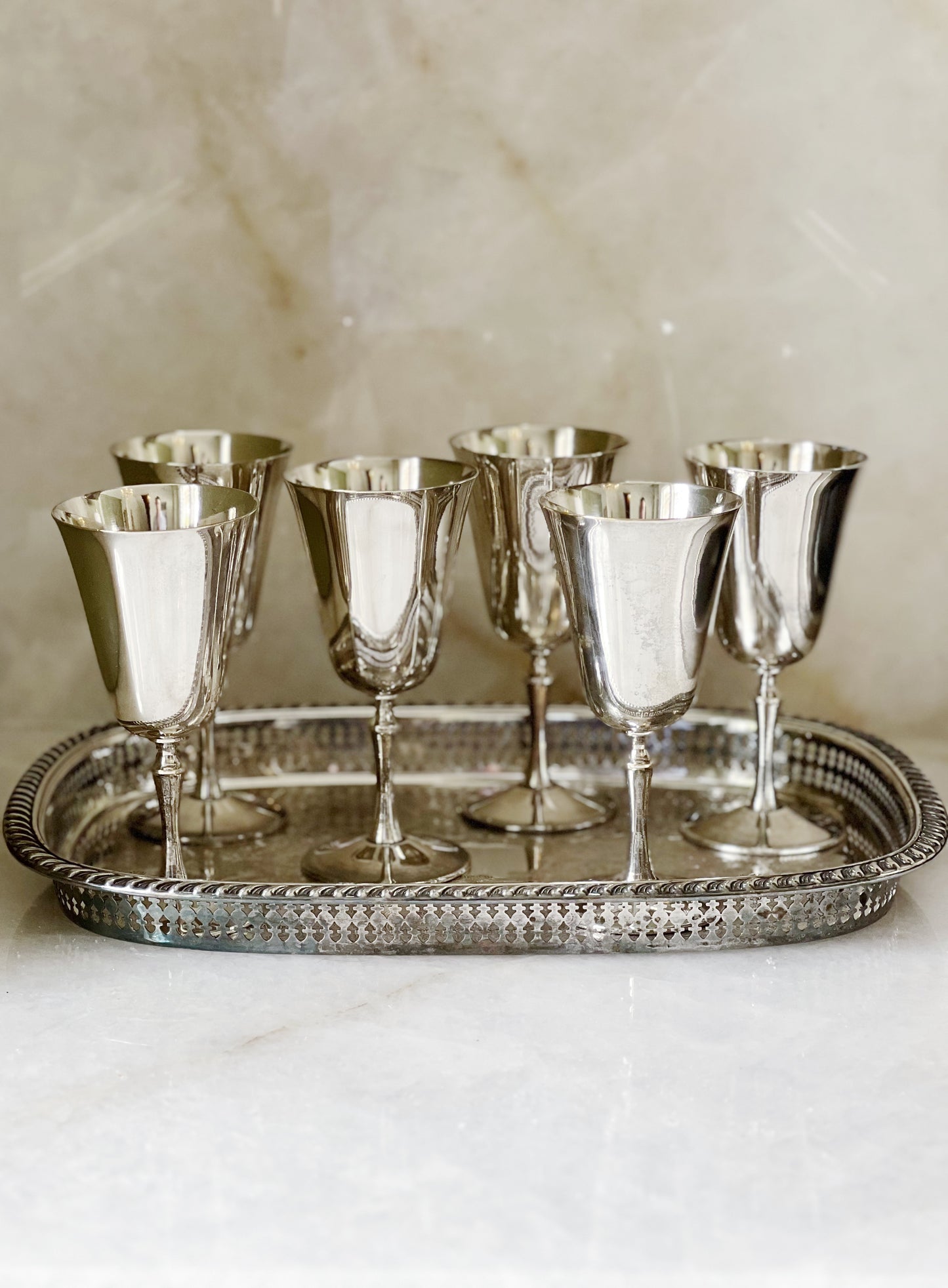 vintage silver wine goblets