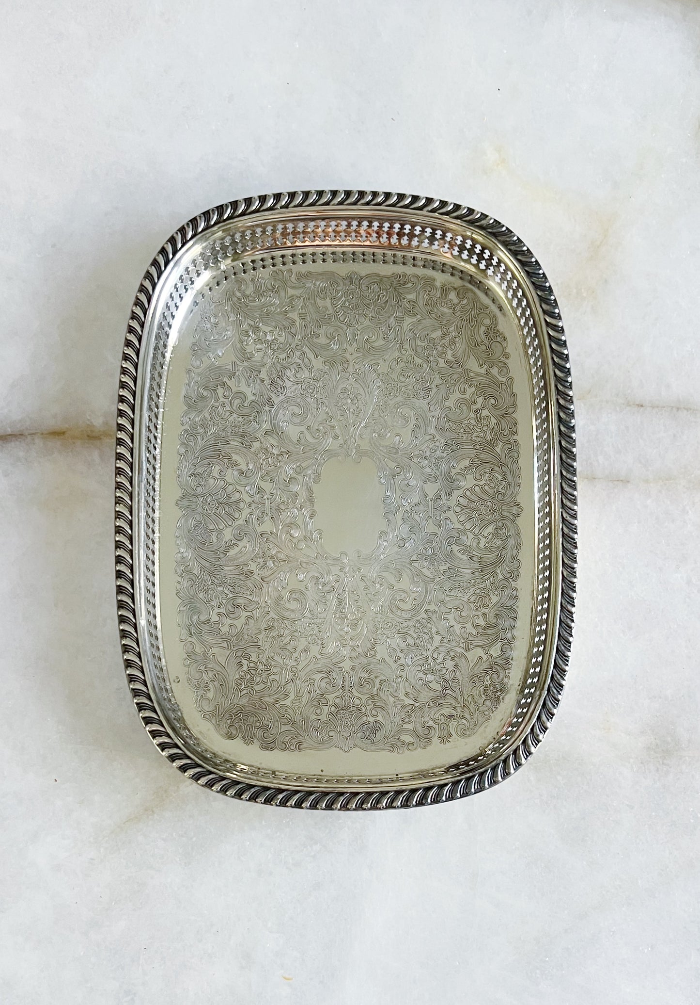 vintage silver serving tray
