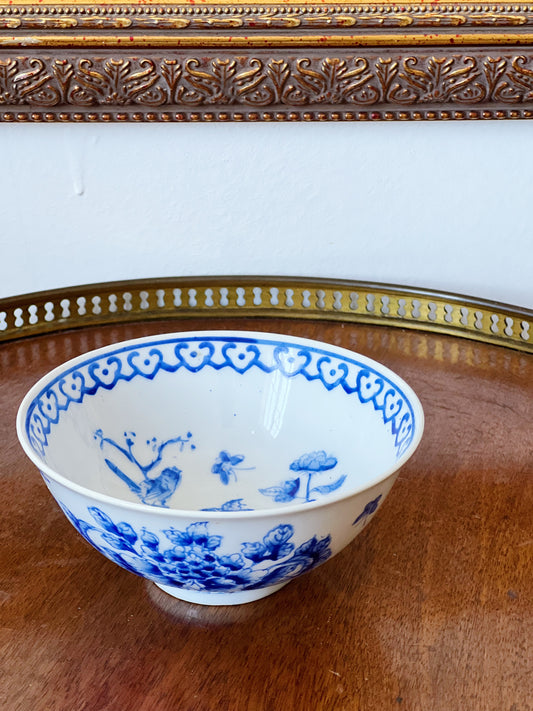 vintage blue and white jewelry dish 
