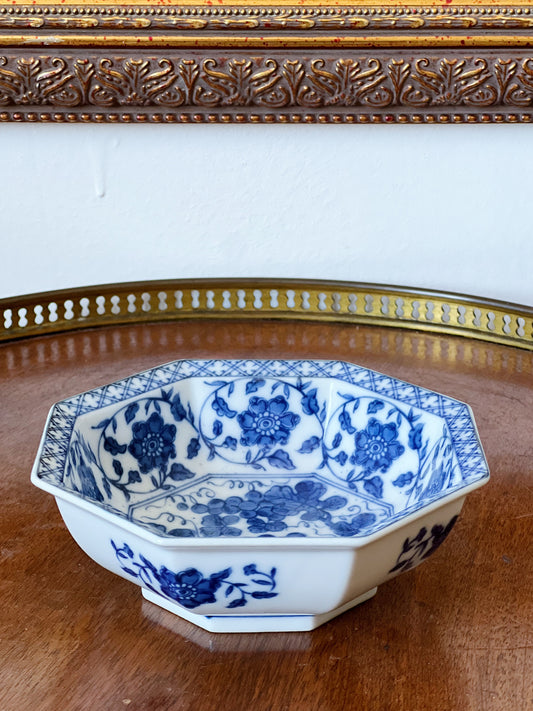 Vintage Blue & White Chinoiserie Jewelry Dish