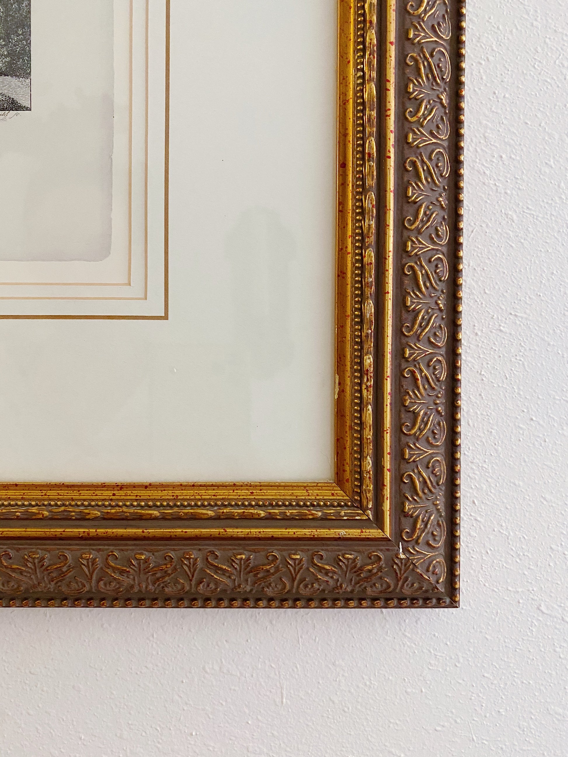 vintage ritz Carlton New Orleans gold distressed frame art