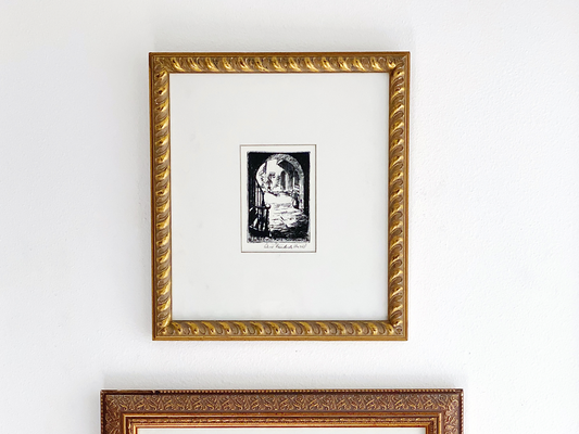 vintage New Orleans art ritz Carlton gold vintage frame and black and white print