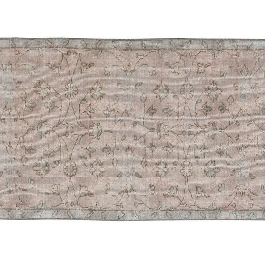 vintage Turkish pink oushak runner rug 