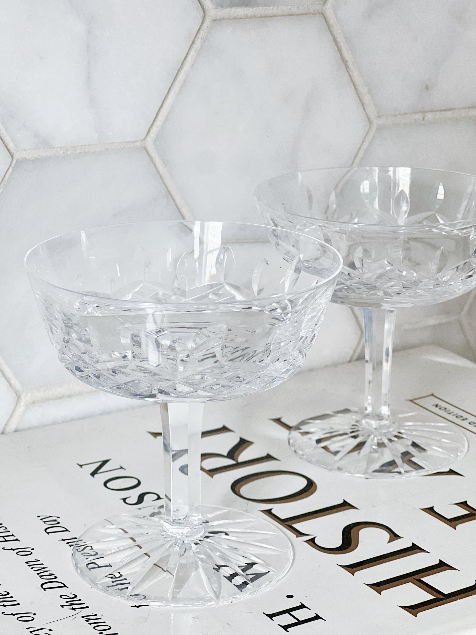 vintage waterford crystal Lismore champagne coupes