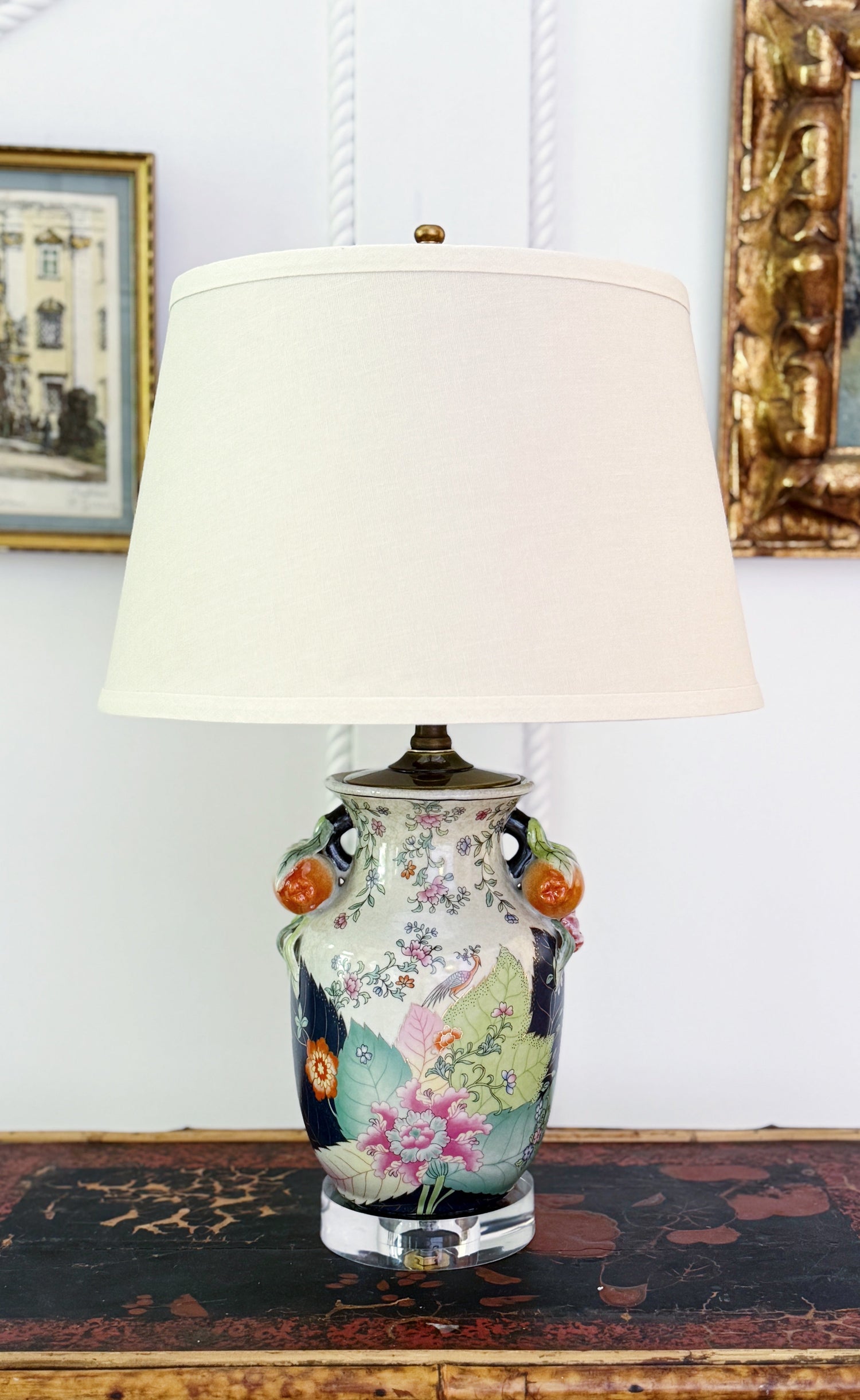 lamp collection by House of Modern vintage with tobacco leaf hand painted lamp and shade
