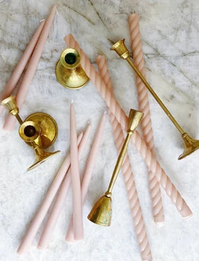 Floral Society taper candles, vintage brass candle sticks, New Orleans home decor, House of Modern Vintage 
