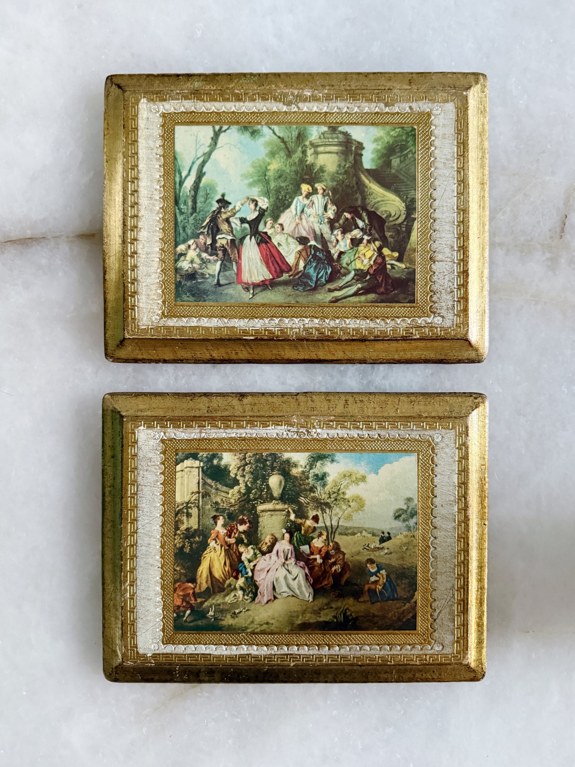 Pair of Vintage Italian Florentine Gilt Wall Plaques
