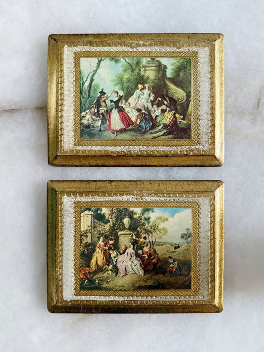 Pair of Vintage Italian Florentine Gilt Wall Plaques