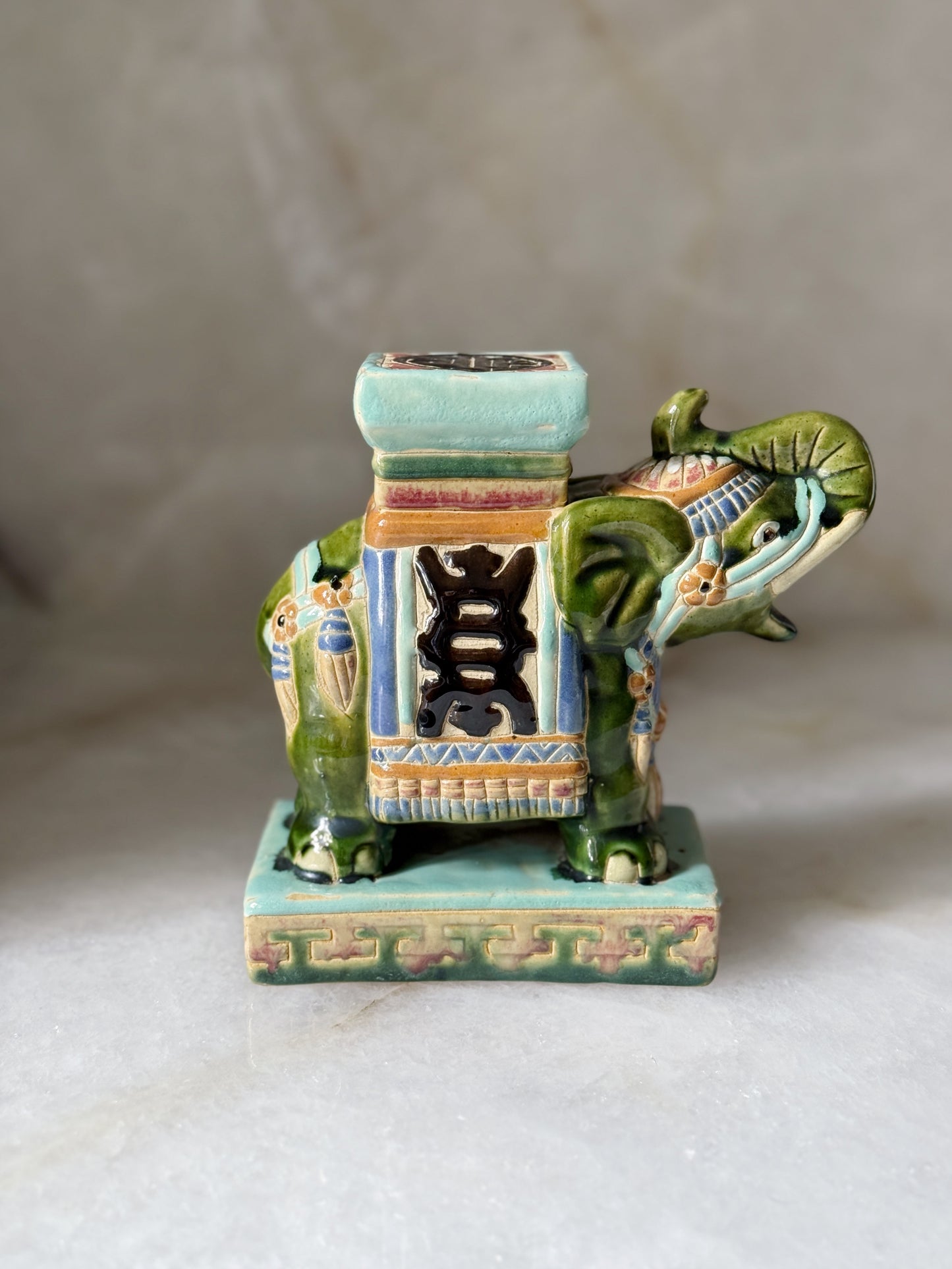 Vintage Elephant Green Figurine