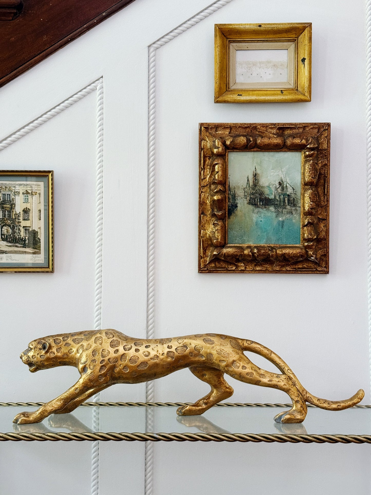 Gold Detailed Leopard Sculpture