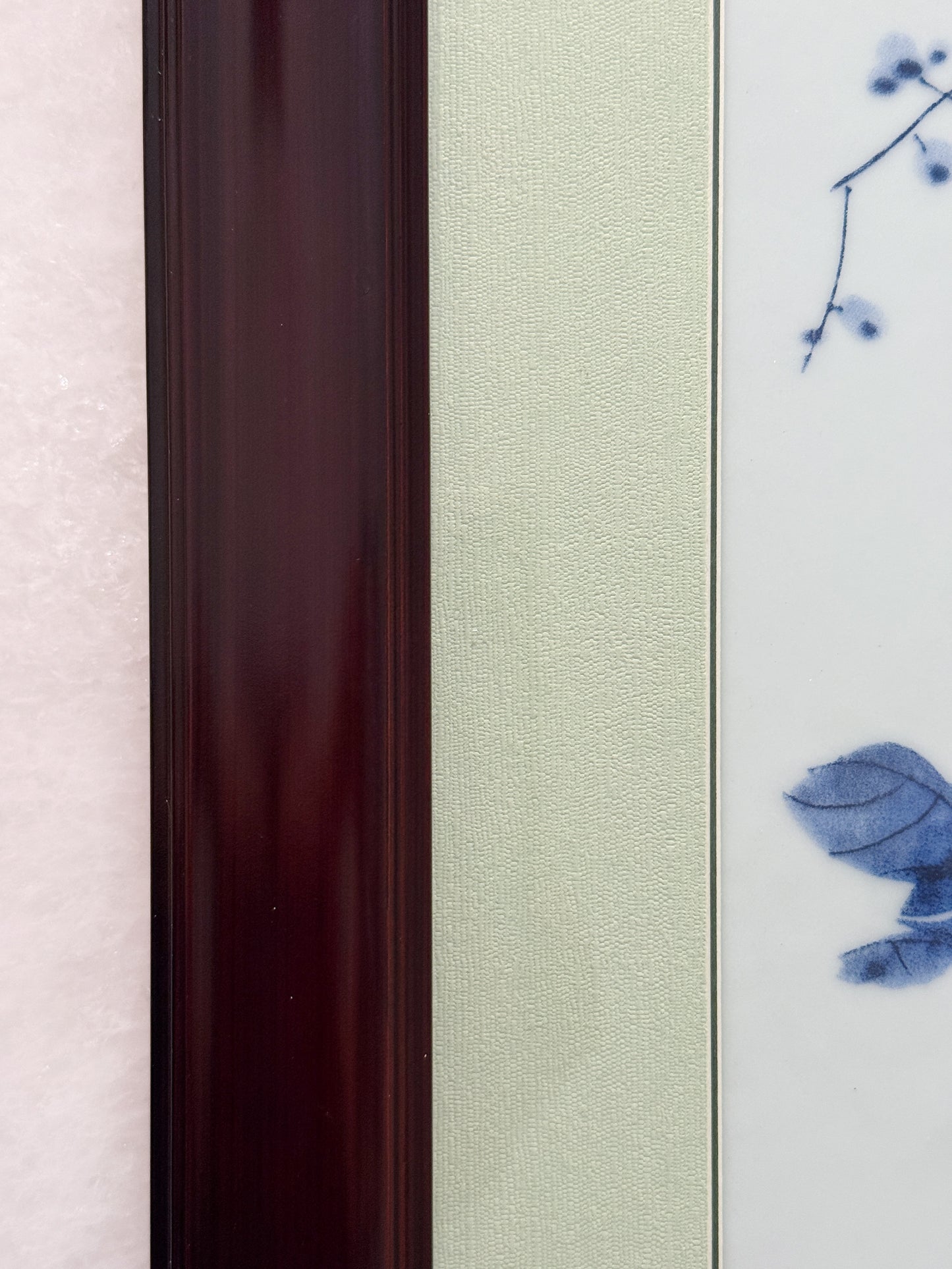 Vintage Framed Blue & White Porcelain Plaques – Pair