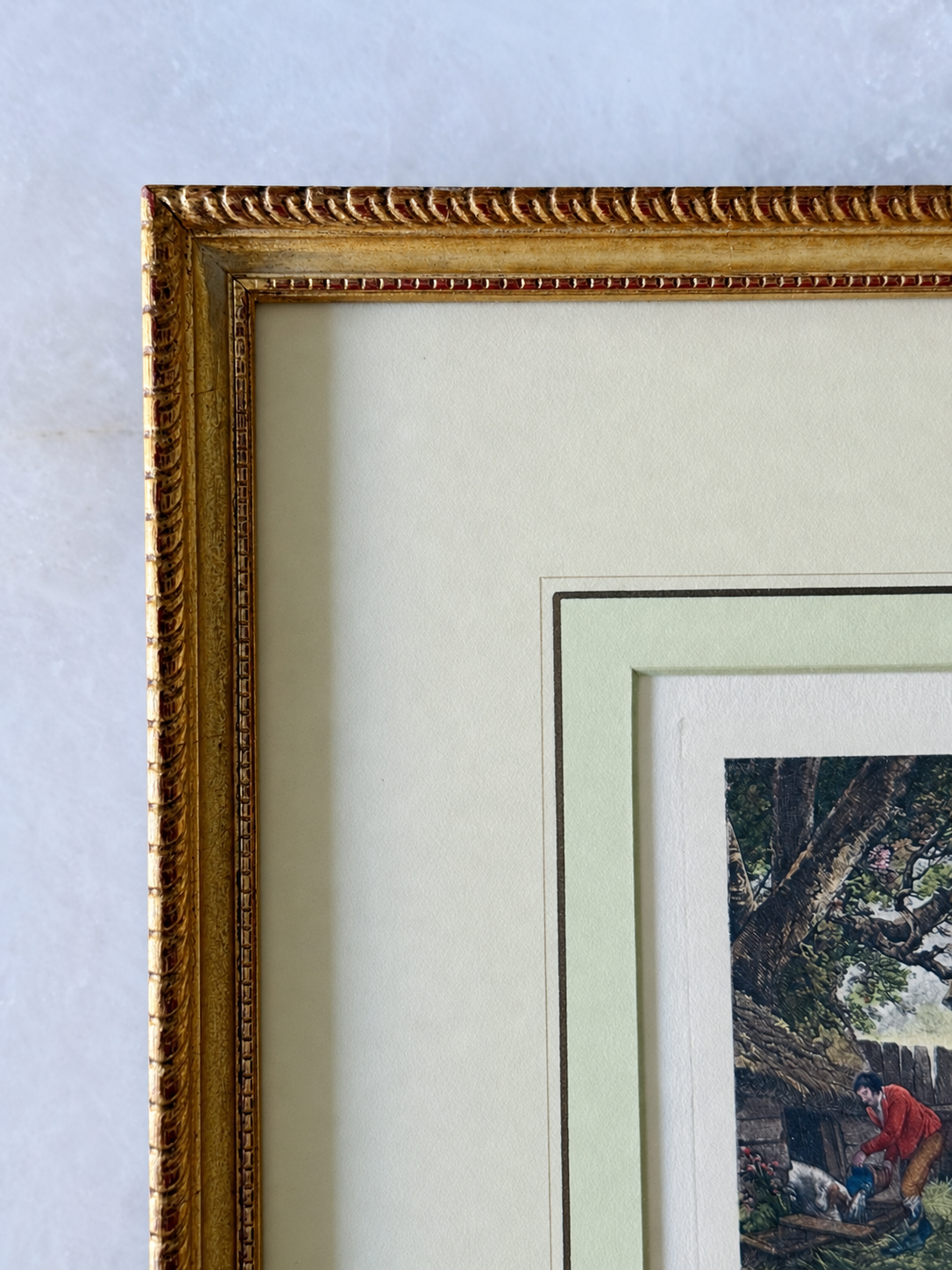 Vintage English Equestrian Prints in Gilt Frames — Pair