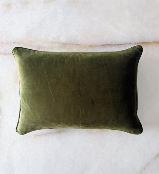 Forest Tapestry Lumbar Pillow with Velvet Backing & Down Insert | 14x20 Pillow