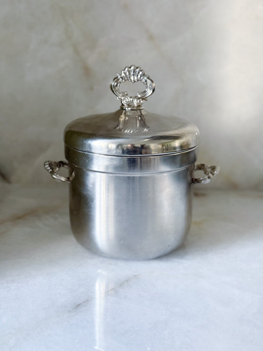 Vintage Lidded Ice Bucket with White Liner | Classic Barware