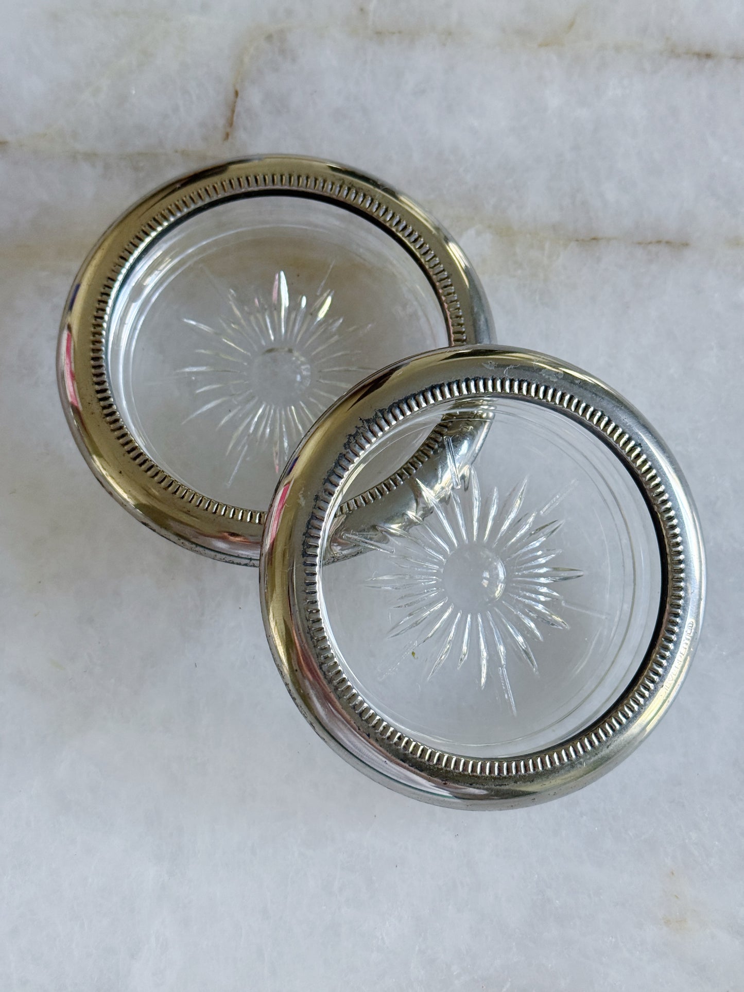Vintage Silver & Glass Coasters