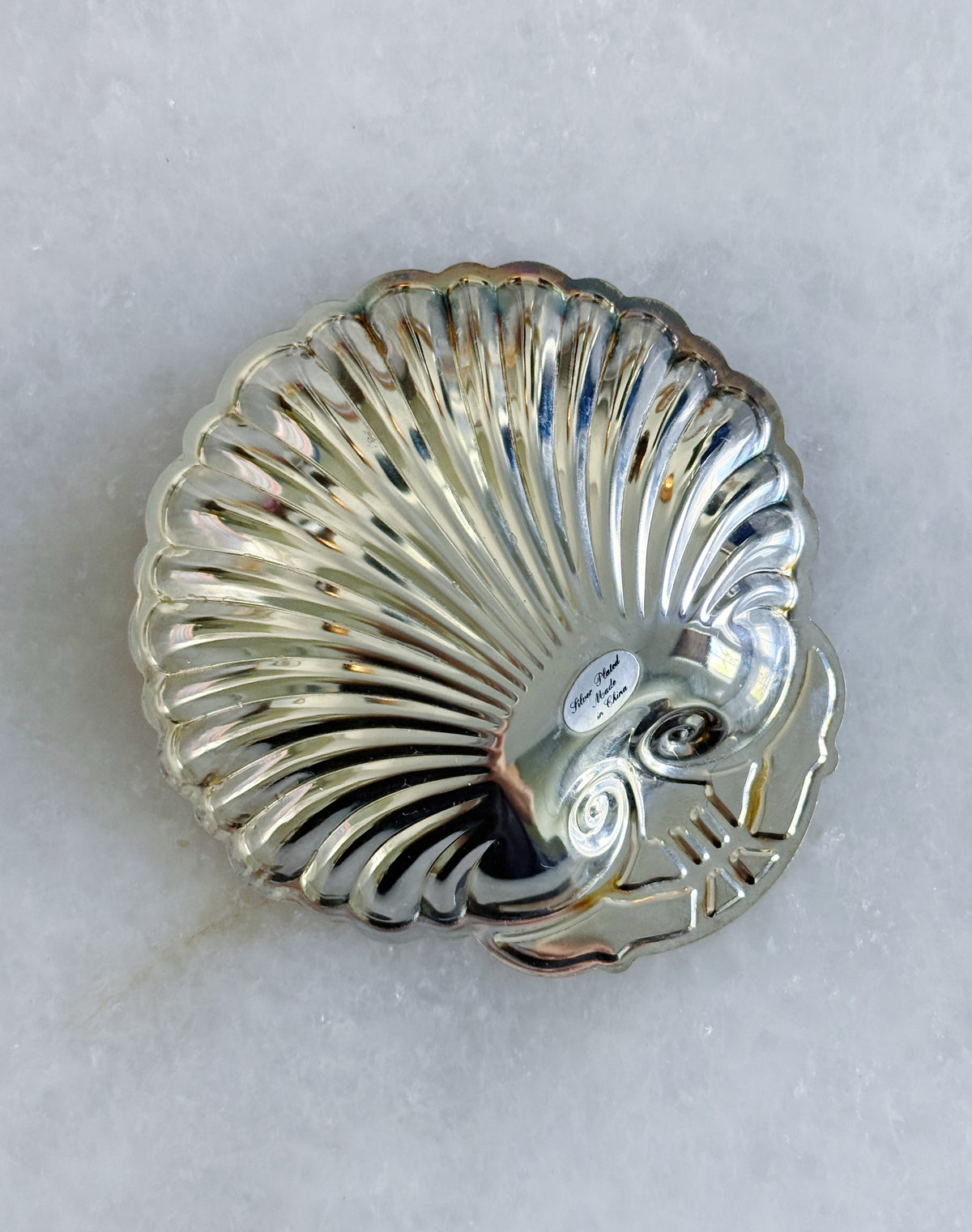 vintage silver shell dish