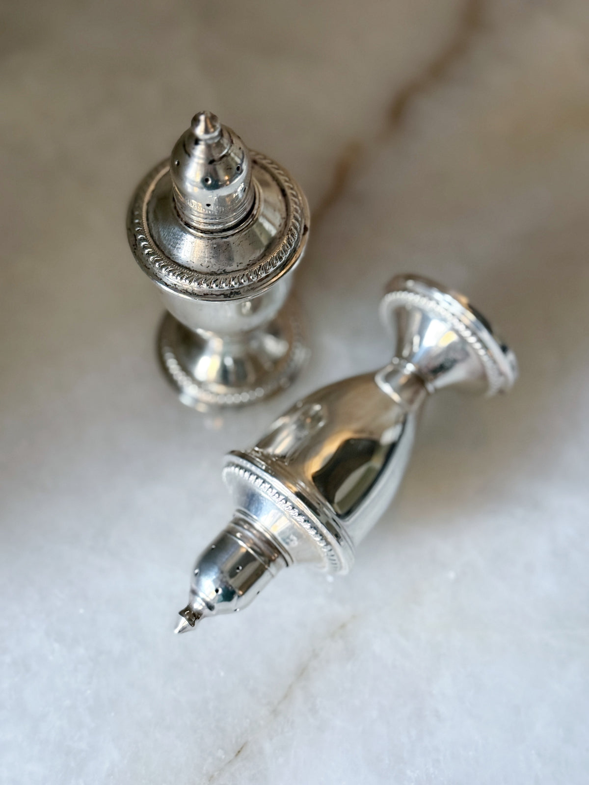 Vintage Sterling Silver Pagoda Style Salt & Pepper Shakers