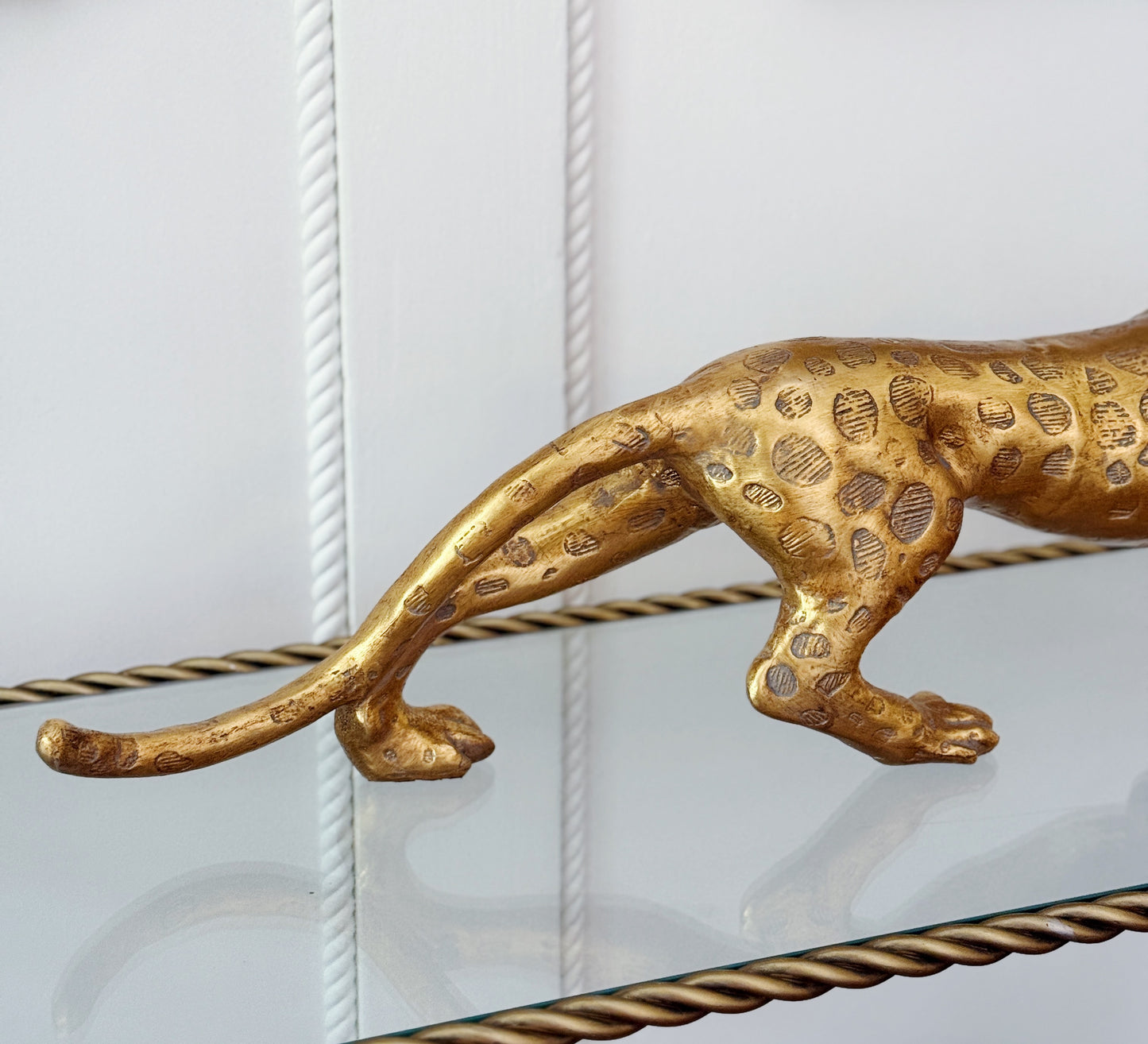 Gold Detailed Leopard Sculpture