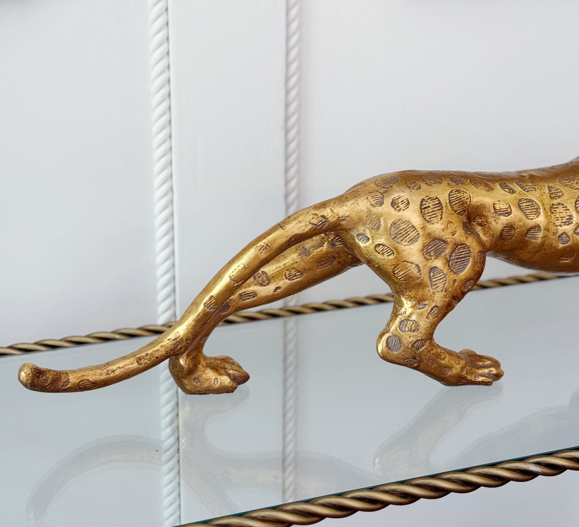 Gold Detailed Leopard Sculpture
