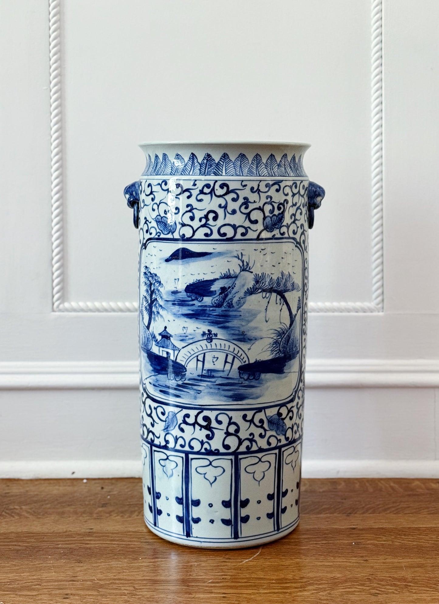 Blue & White Landscape Porcelain Umbrella Stand