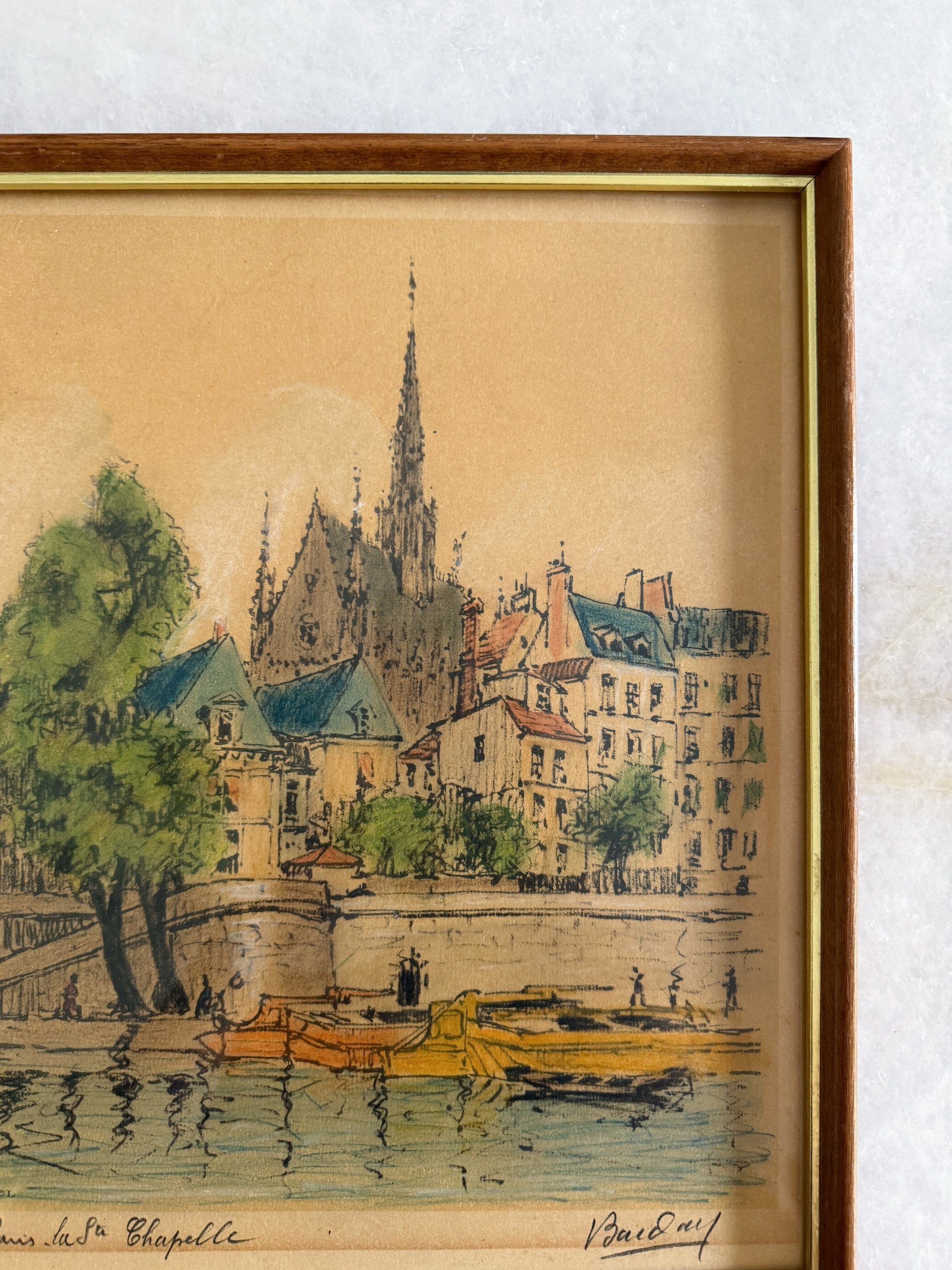 Vintage Framed Paris Architectural Etching