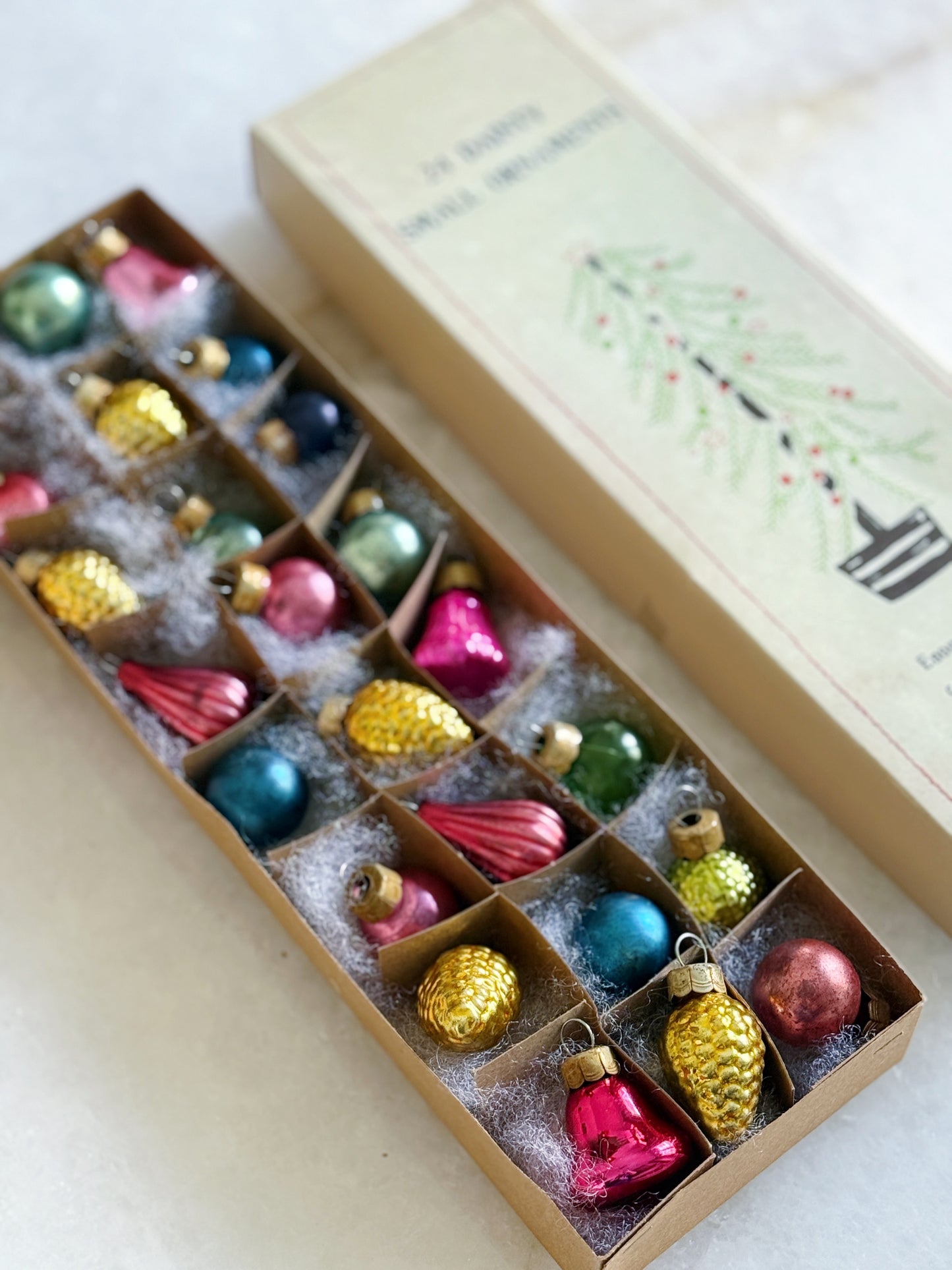 Dainty Colorful Glass Christmas Ornaments - Set of 24