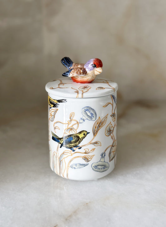 Bird & Botanical Porcelain Decorative Container