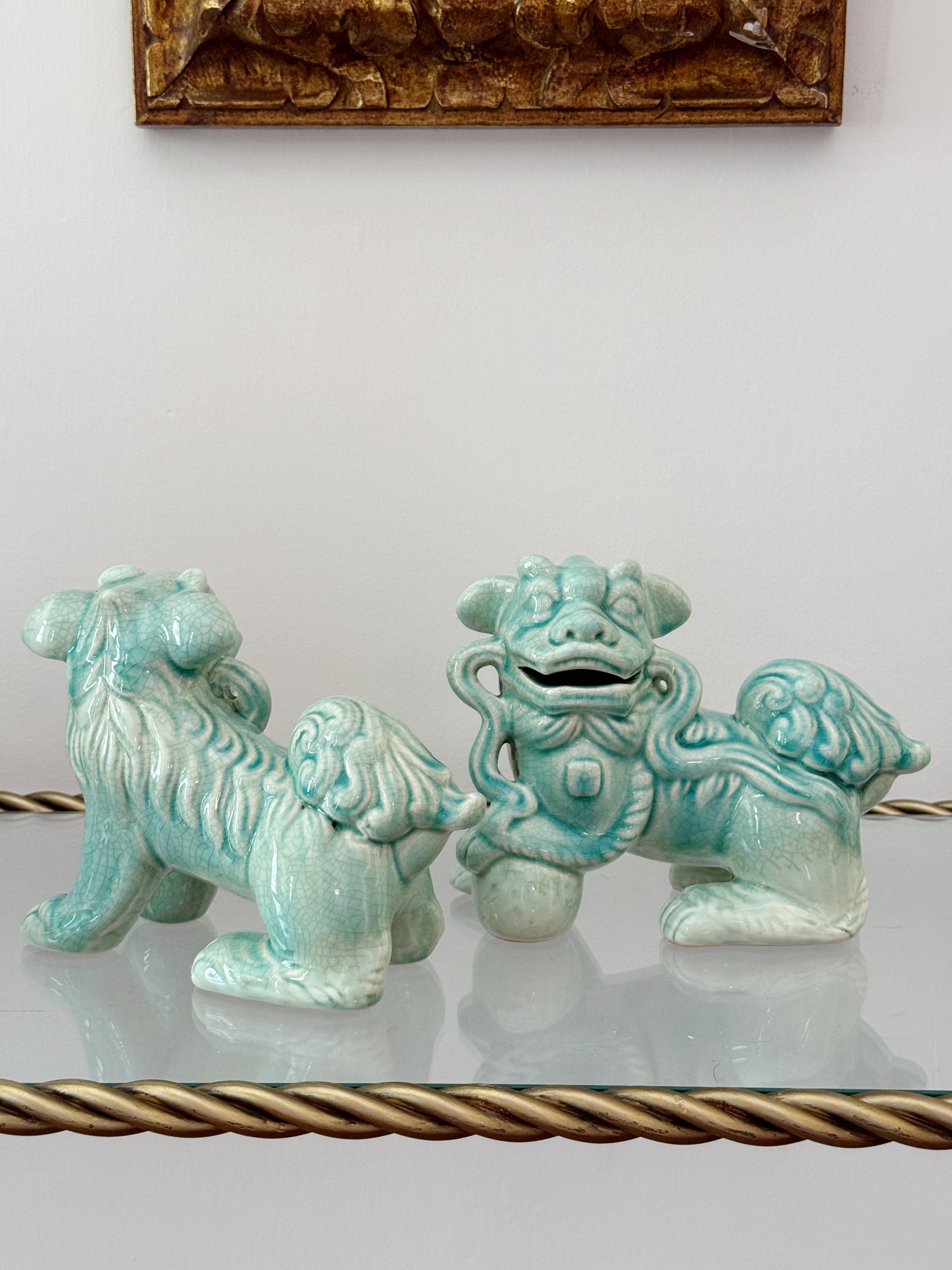 Aqua Green Foo Dogs | Pair