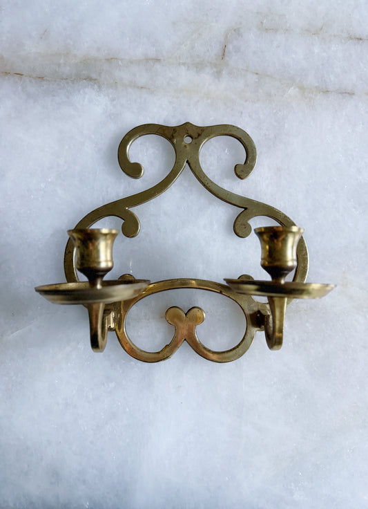 Vintage Brass Double Candle Sconce